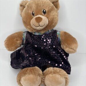 Build-A-Bear Lil Cub Brownie Teddy Bear With Purple Sequin Dress Sparkle Plush